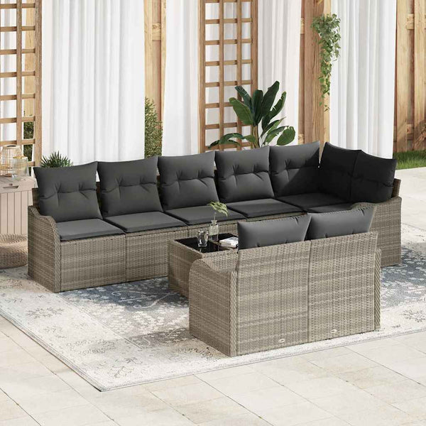 Gartensofa Set 9-teilig Hellgrau
