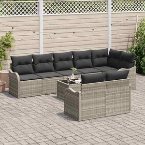 Gartensofa Set 9-teilig Hellgrau