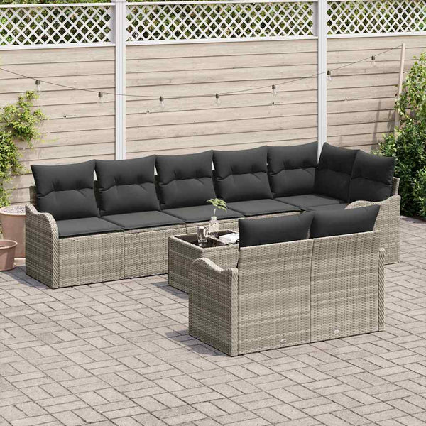 Gartensofa Set 9-teilig Hellgrau