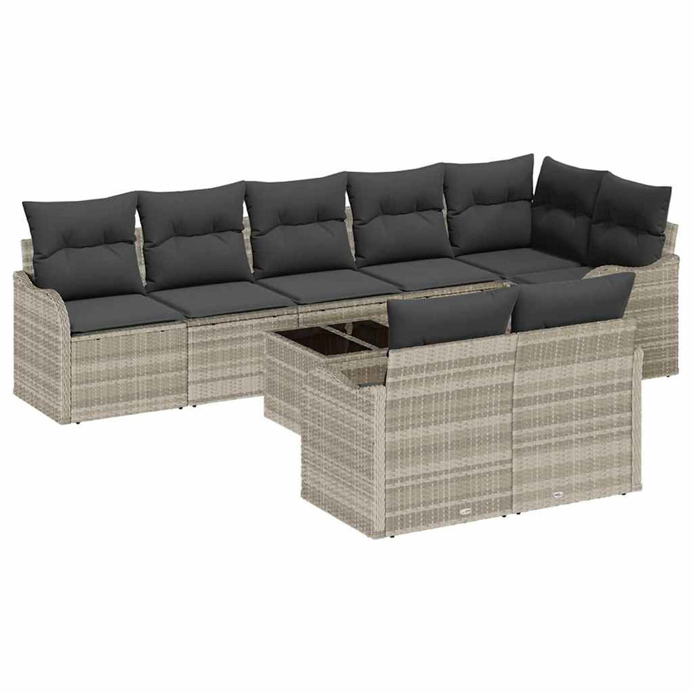 vidaXL Salon de jardin 9 pcs Gris clair Résine tressée