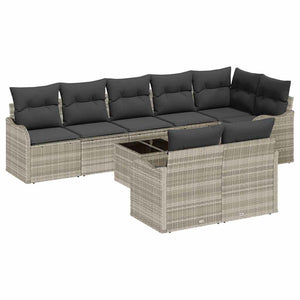 Gartensofa Set 9-teilig Hellgrau