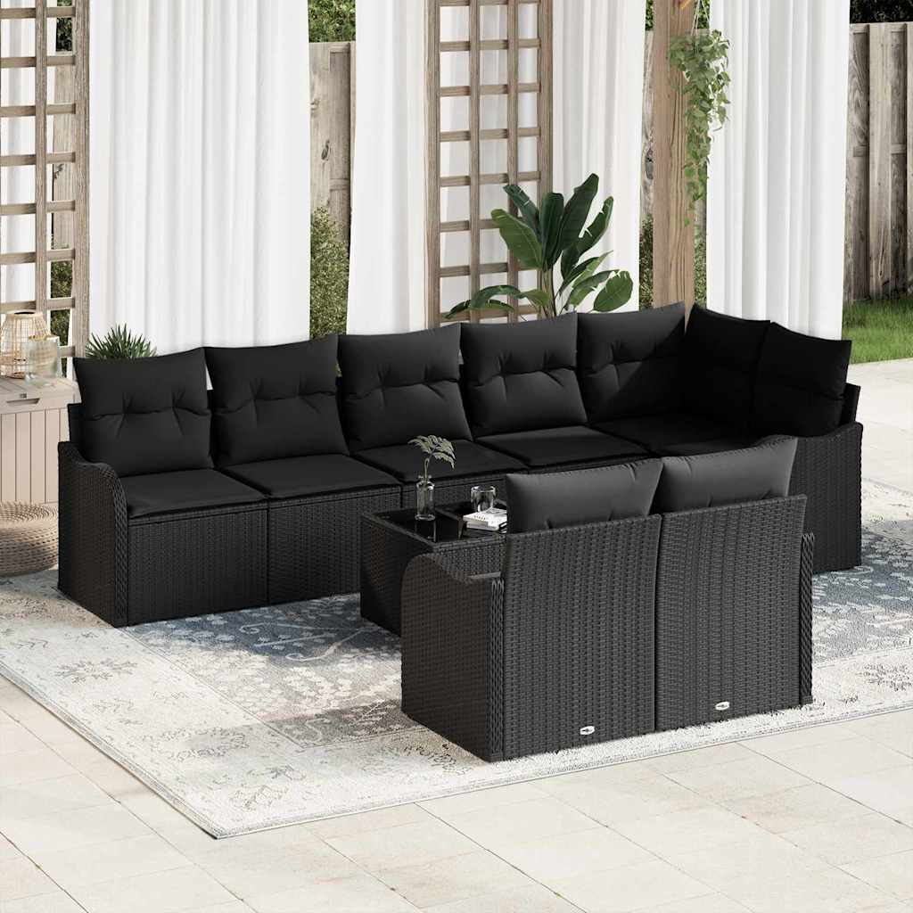 Schwarzes 9-teiliges Gartensofa-Set Poly-Rattan