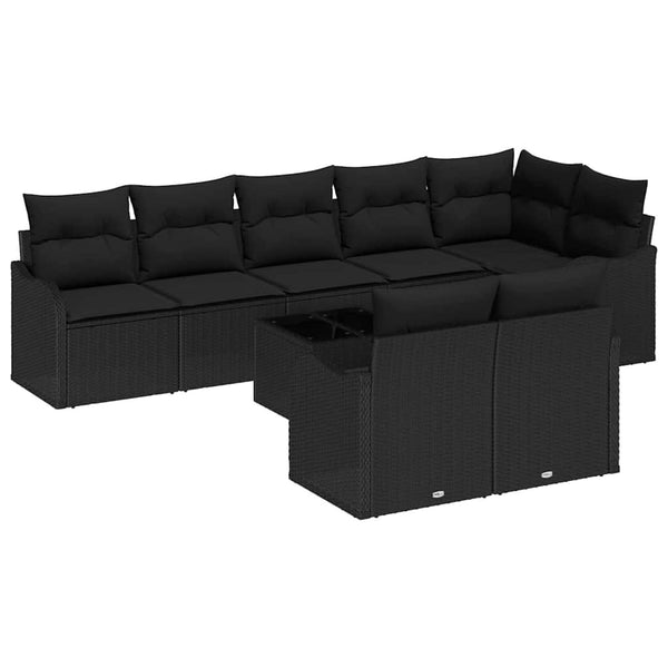 Schwarzes 9-teiliges Gartensofa-Set Poly-Rattan
