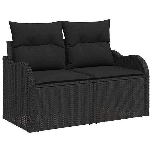 Schwarzes 9-teiliges Gartensofa-Set Poly-Rattan