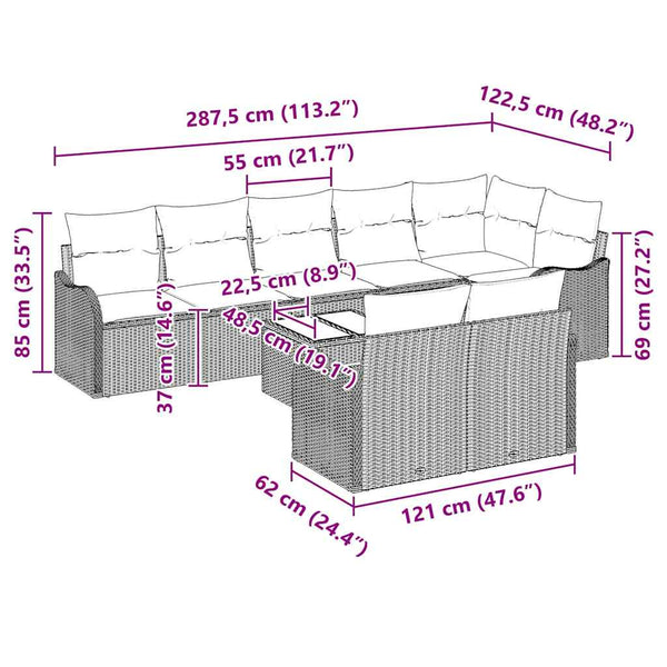 Schwarzes 9-teiliges Gartensofa-Set Poly-Rattan