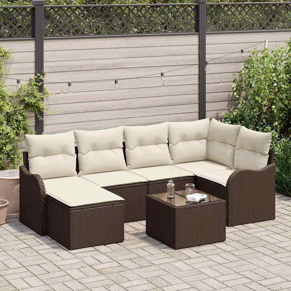Poly Rattan Gartensofa Set 7-teilig Braun