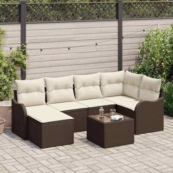 Poly Rattan Gartensofa Set 7-teilig Braun