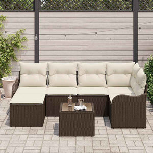 Poly Rattan Gartensofa Set 7-teilig Braun