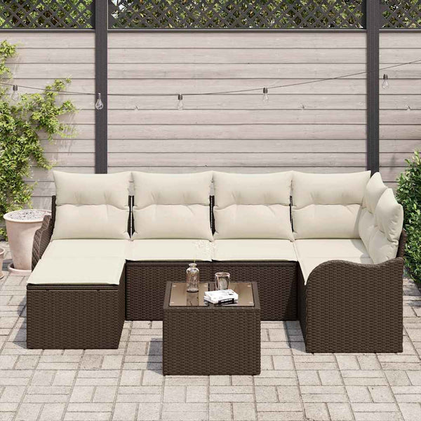 Poly Rattan Gartensofa Set 7-teilig Braun