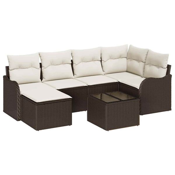 Poly Rattan Gartensofa Set 7-teilig Braun