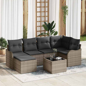 vidaXL Salon de jardin 7 pcs Gris résine tressée