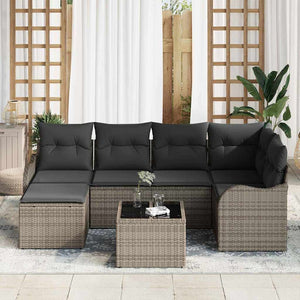 vidaXL Salon de jardin 7 pcs Gris résine tressée