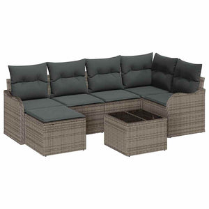 vidaXL Salon de jardin 7 pcs Gris résine tressée