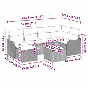 vidaXL Salon de jardin 7 pcs Gris résine tressée