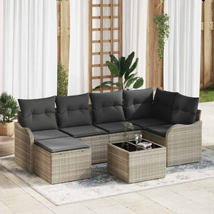 Gartensofa Set 7-teilig Hellgrau