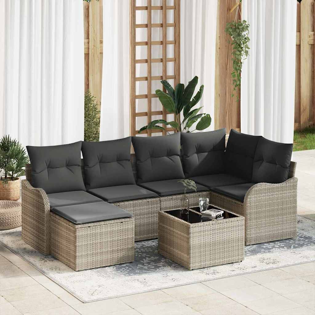 Gartensofa Set 7-teilig Hellgrau