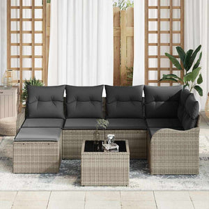 Gartensofa Set 7-teilig Hellgrau