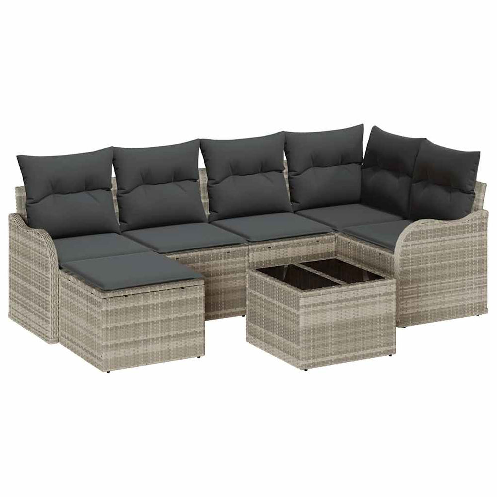 Gartensofa Set 7-teilig Hellgrau