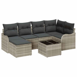 Gartensofa Set 7-teilig Hellgrau