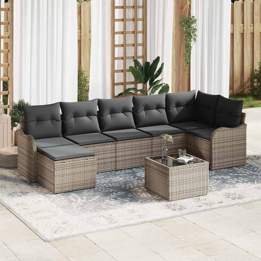 vidaXL Salon de jardin 8 pcs Gris résine tressée