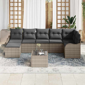 vidaXL Salon de jardin 8 pcs Gris résine tressée