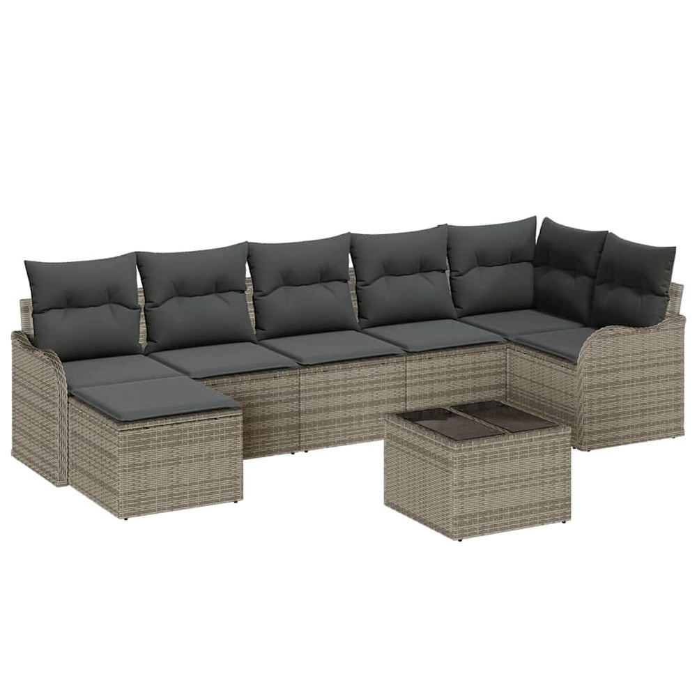 Gartensofa Set 8-teilig Grau Rattan