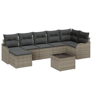 vidaXL Salon de jardin 8 pcs Gris résine tressée