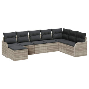 Gartensofa Set 8-teilig Hellgrau Rattan