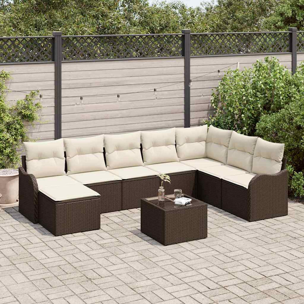 vidaXL Salon de jardin 9 pcs Marron Résine tressée