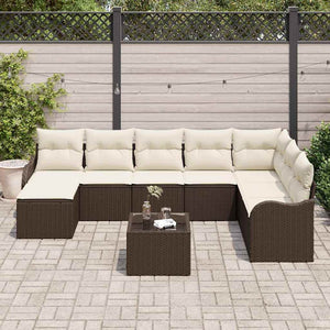 Poly Rattan Gartensofa Set Braun 9-teilig