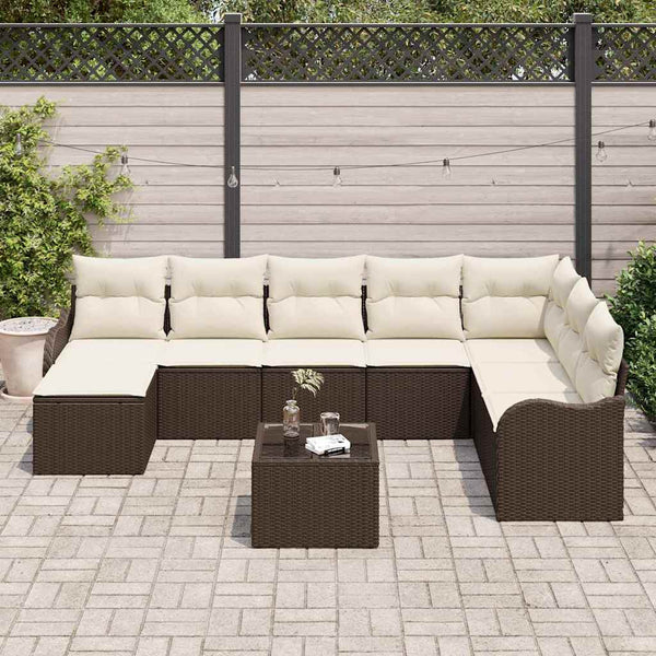 Poly Rattan Gartensofa Set Braun 9-teilig