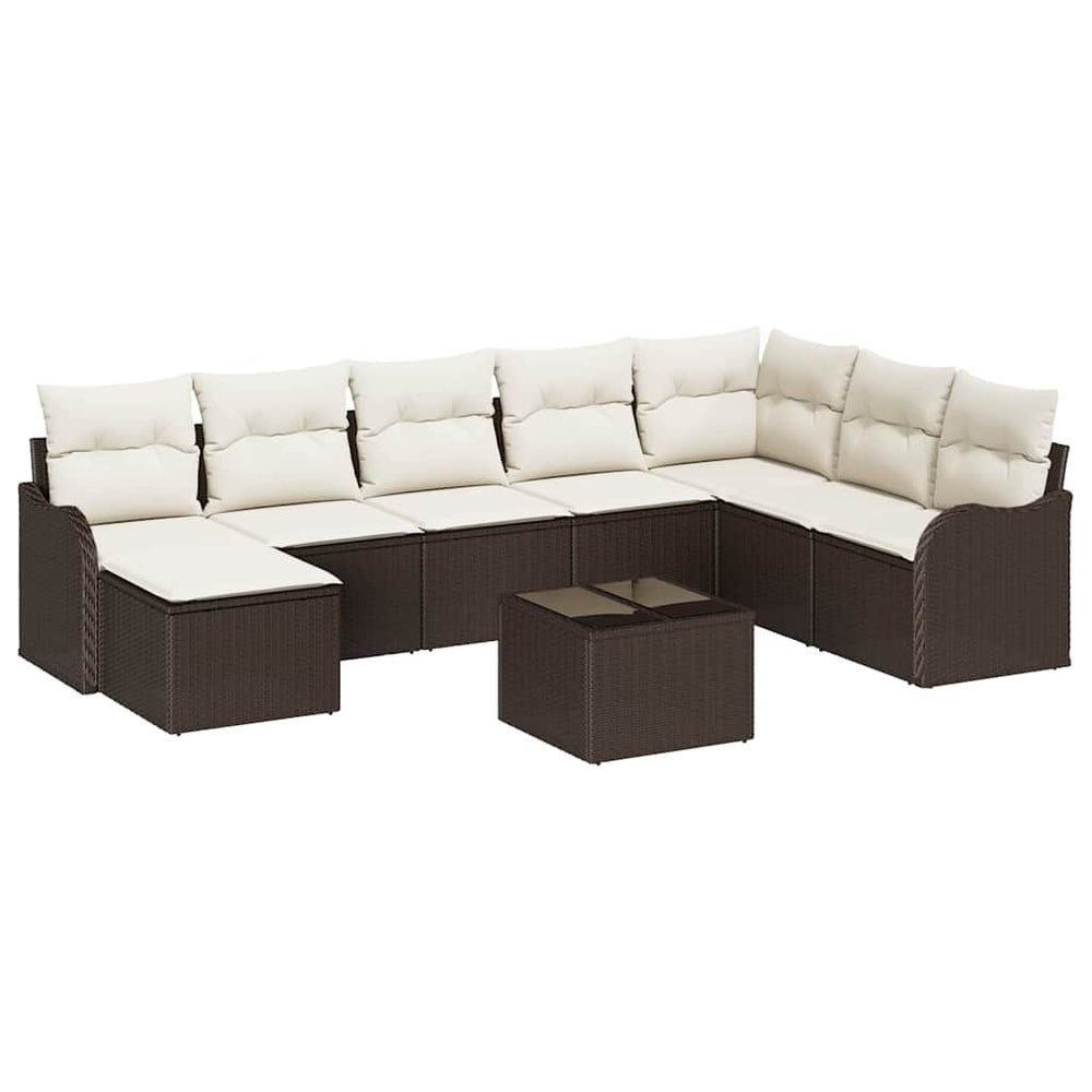 vidaXL Salon de jardin 9 pcs Marron Résine tressée