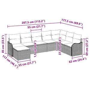 Poly Rattan Gartensofa Set Braun 9-teilig