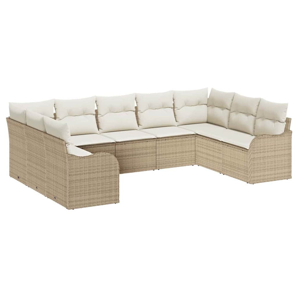 vidaXL Ensemble de canapés de jardin 9 pcs Beige Poly rotin