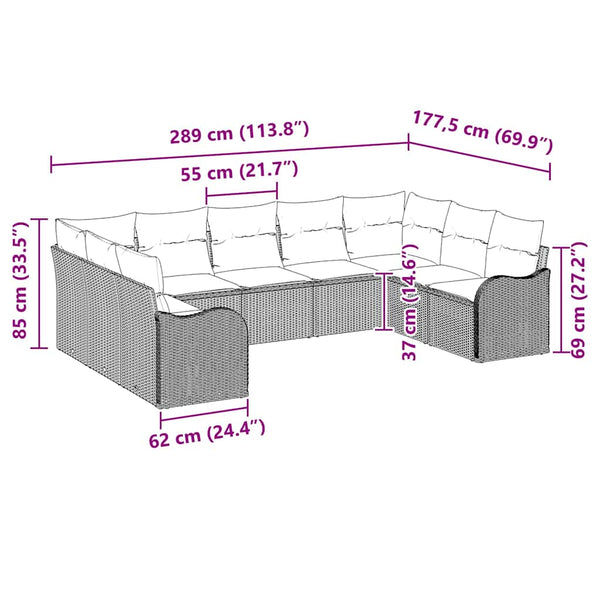 vidaXL Ensemble de canapés de jardin 9 pcs Beige Poly rotin
