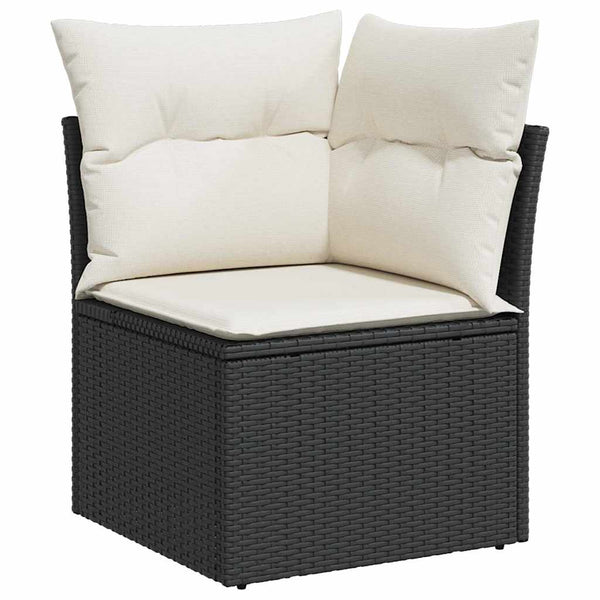 Gartensofa Set Schwarz Poly-Rattan 10-teilig