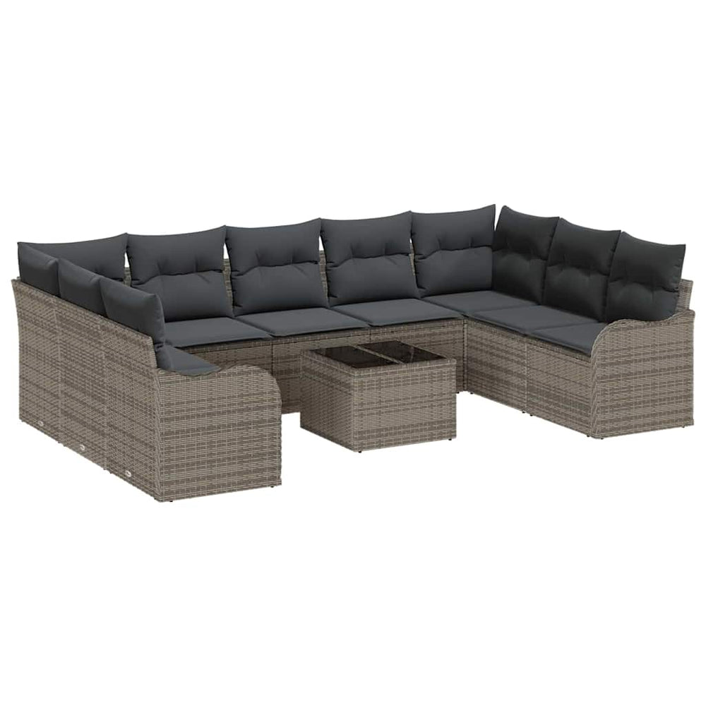 vidaXL Salon de jardin 10 pcs Gris résine tressée