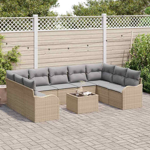 vidaXL Salon de jardin 10 pcs Beige résine tressée