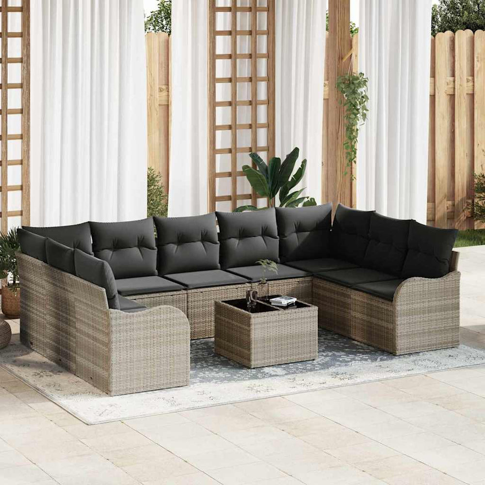 Gartensofa Set 10-teilig Hellgrau