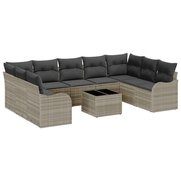 Gartensofa Set 10-teilig Hellgrau