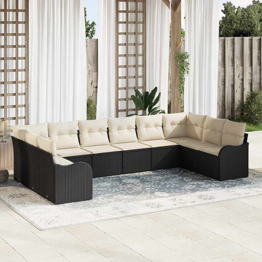 Schwarzes Poly-Rattan Gartensofa-Set