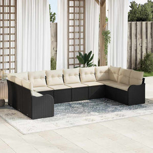 Schwarzes Poly-Rattan Gartensofa-Set