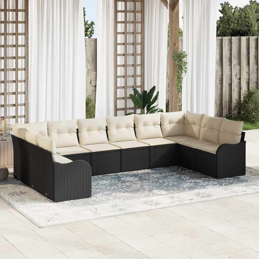 Schwarzes Poly-Rattan Gartensofa-Set