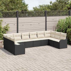 Schwarzes Poly-Rattan Gartensofa-Set