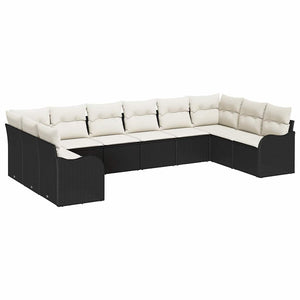 Schwarzes Poly-Rattan Gartensofa-Set