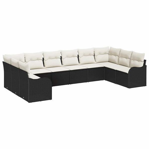 Schwarzes Poly-Rattan Gartensofa-Set