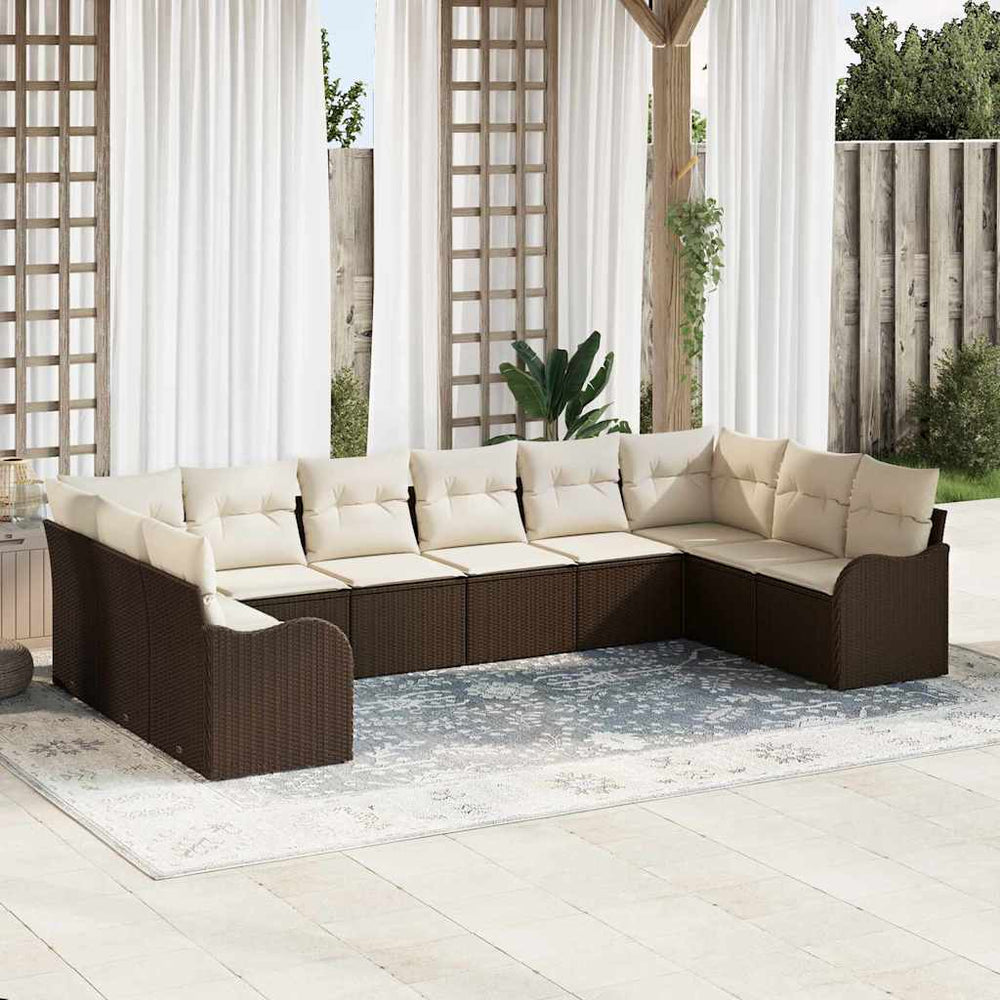 Gartensofa Set Braun Poly-Rattan 344 cm