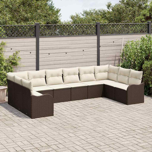 Gartensofa Set Braun Poly-Rattan 344 cm