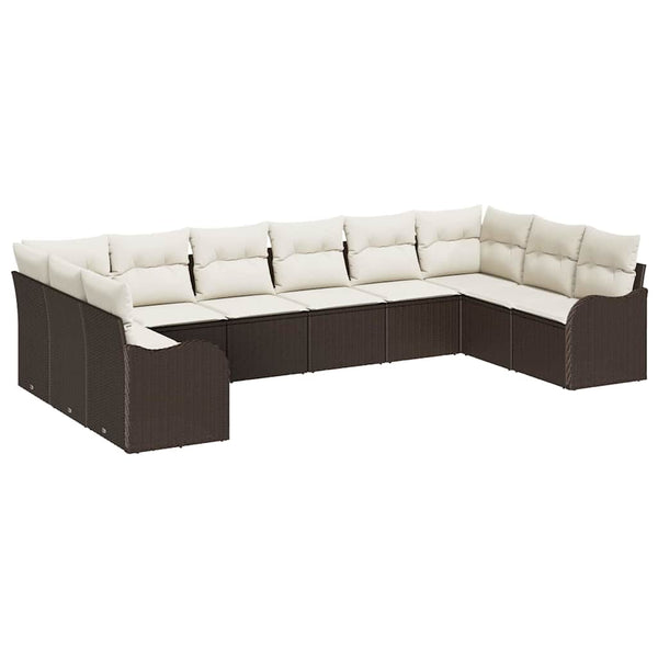 Gartensofa Set Braun Poly-Rattan 344 cm