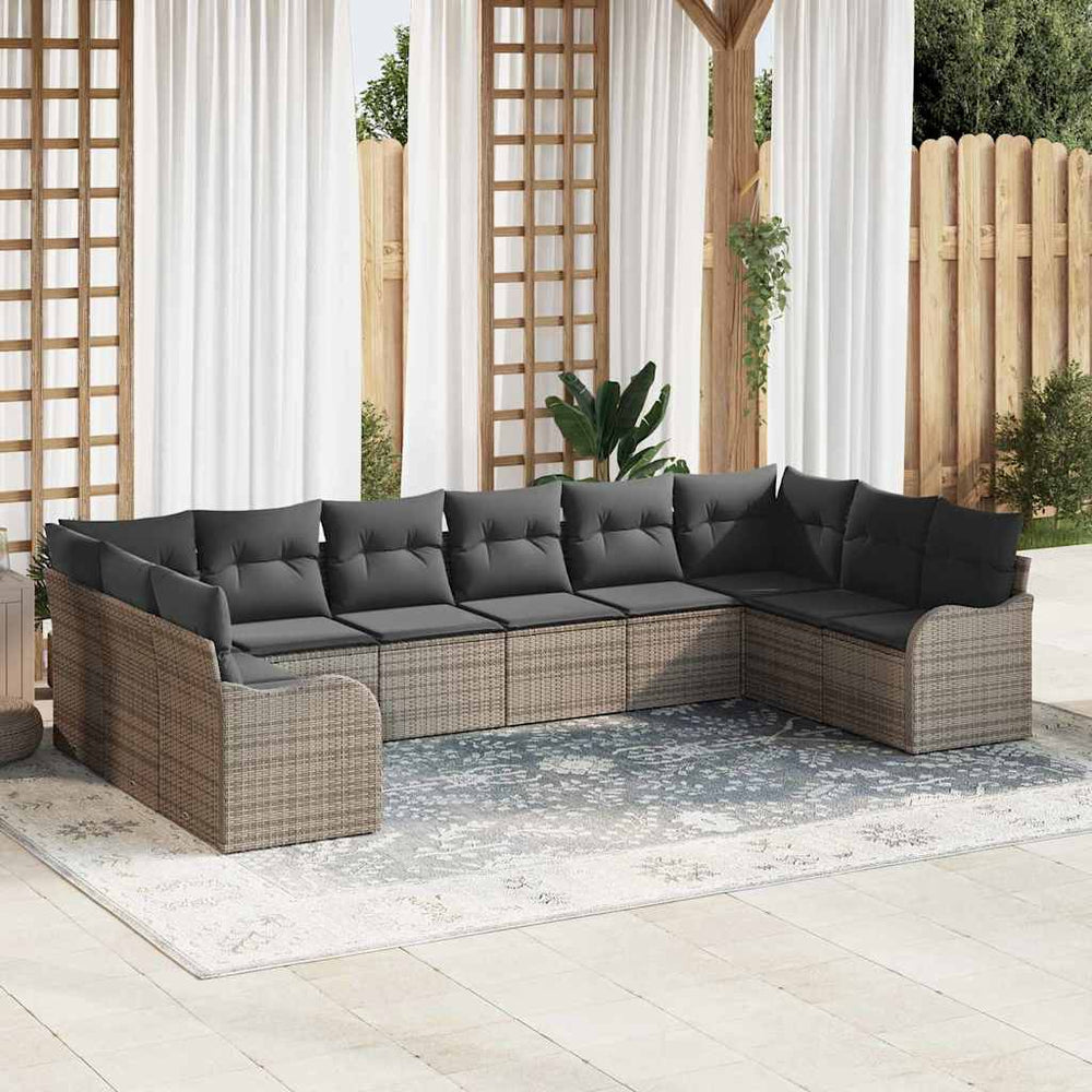Graues Poly-Rattan Gartensofa-Set 344 cm